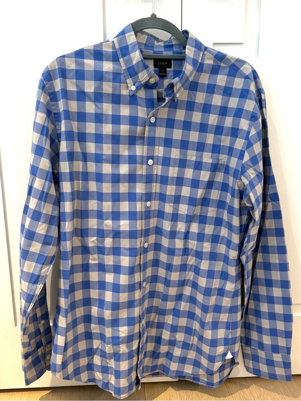 J. Crew Blue and White Gingham Button-Down Shirt
